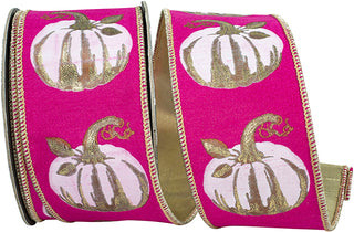 2.5" Fuchsia Gilded Pumpkin Ribbon