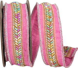 Pink Beaded Glitter Ribbon