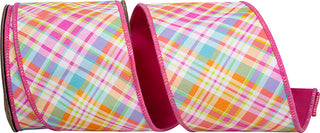 Bright Plaid Diagonal Ribbon 4"
