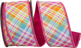 Bright Diagonal Plaid Ribbon 2.5"