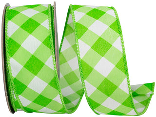 Lime Diagonal Check Ribbon 1.5"