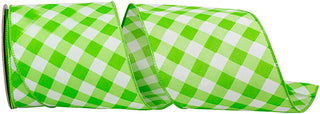 Lime Diagonal Check Ribbon 4"