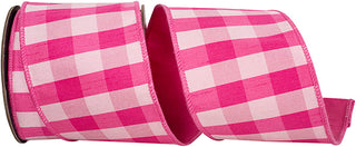 Fuchsia Checked Ribbon 4"