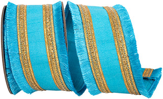 2.5" Turquoise Gilded Fringe Ribbon