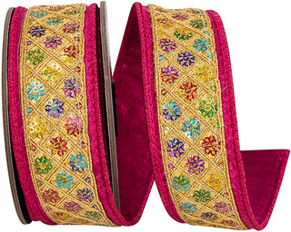 1.5" Fuchsia Gold Regal Ribbon