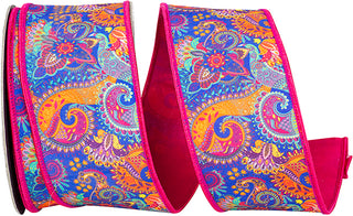 Fuchsia Paisley Ribbon 2.5"