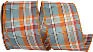 2.5" Slate Orange Plaid Ribbon