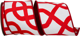4" White Red Lines Ribbon
