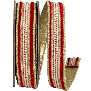 1" Red Velvet Metallic Ribbon