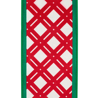 4" Red Green Lattice Ribbon W
