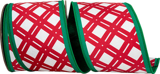 4" Red Green Lattice Ribbon