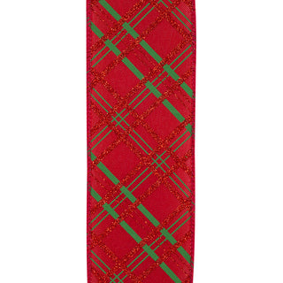 Glitter Plaid Linen Ribbon 2.5x50y W