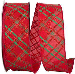 Glitter Plaid Linen Ribbon 2.5x50y W