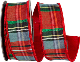 1.5" Red Blue Plaid Ribbon