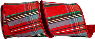 4" Red Blue Plaid Ribbon