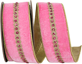 2.5" Pink Velvet Metallic Ribbon