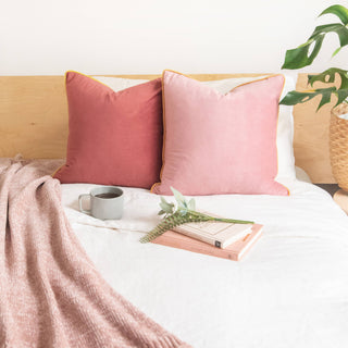 18" Velvet Yellow/Pink Pillow Cover