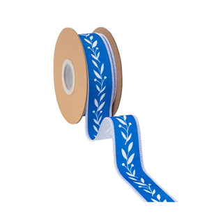 1.5" Blue & White Vine Ribbon