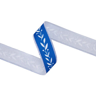 1.5" Blue & White Vine Ribbon
