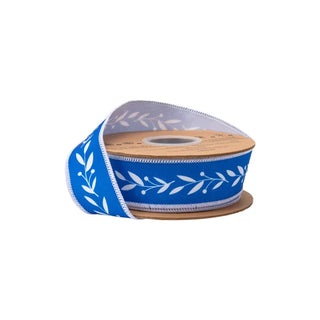 1.5" Blue & White Vine Ribbon
