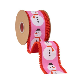 2.5" Pink Snowman Ribbon