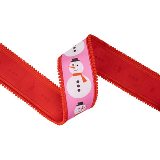 2.5" Pink Snowman Ribbon