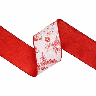 4" Red Christmas Toile Ribbon
