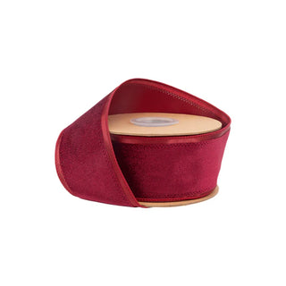 2.5" Burgundy Wired Velvet Ribbon