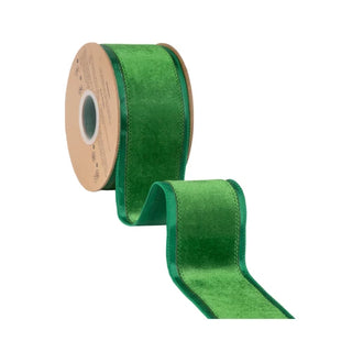 2.5" Green Wired Velvet Ribbon