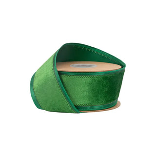 2.5" Green Wired Velvet Ribbon
