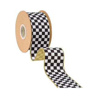 2.5" Black/White Check Ribbon