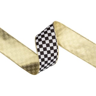 2.5" Black/White Check Ribbon