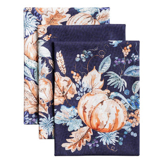 Kitchen Towels Cotton Pumpkin Blues S/3