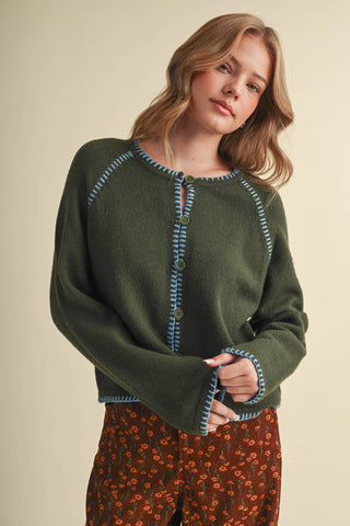 CONTRAST STITCH CARDIGAN