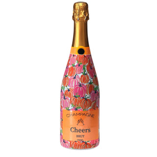 Pink Orange Pumpkins Champagne Bottle Wrap