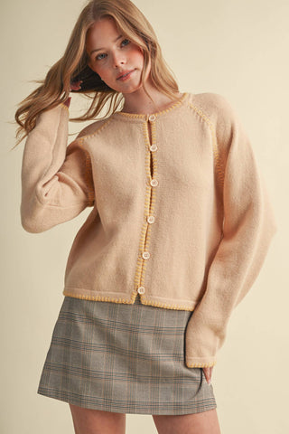 CONTRAST STITCH CARDIGAN