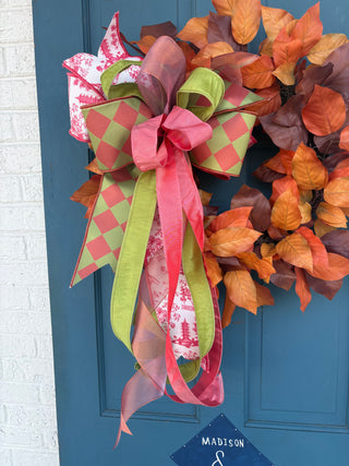Pink Toile Fall Bow