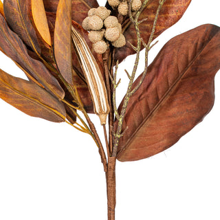 24" Brown Magnolia Leaf Spray