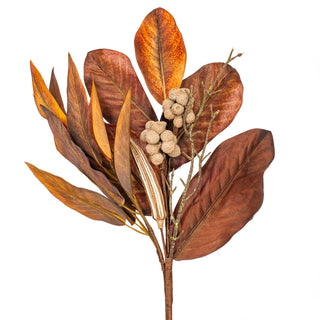 24" Brown Magnolia Leaf Spray
