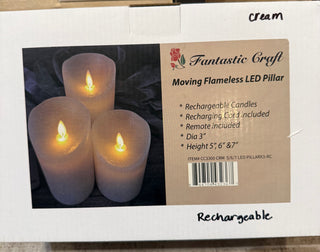Cream Chargeable Pillar Candles