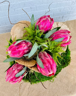 Pink Protea Citrus Bowl Arrangement