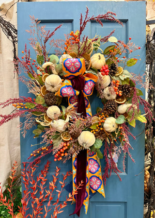 Fall Orange Harvest Wreath