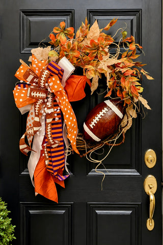 Orange Football Frenzy Wreath