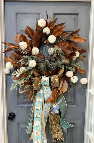 Magnolia and Blue Wreath