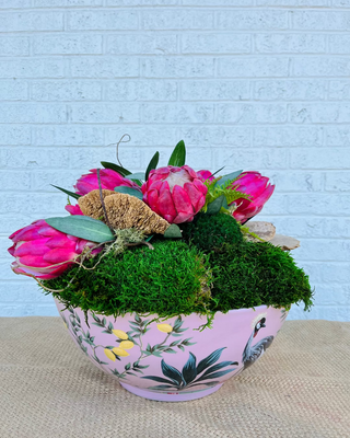 Pink Protea Citrus Bowl Arrangement