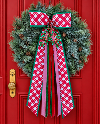 Red Lattice Mistletoe Bow