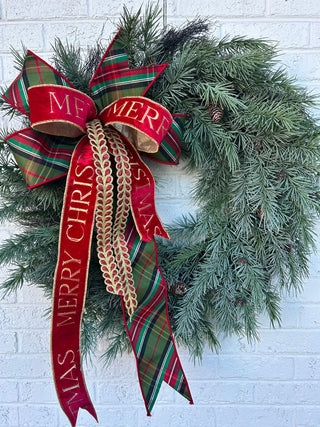 Red and green Plaid with Gold Shimmer