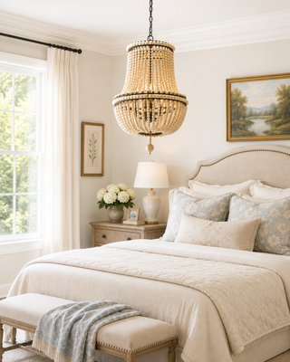 Draped Wood Bead Chandelier