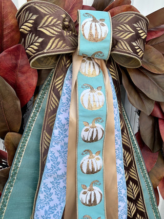 Acorn & Aqua Fall Bow