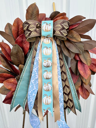 Acorn & Aqua Fall Bow